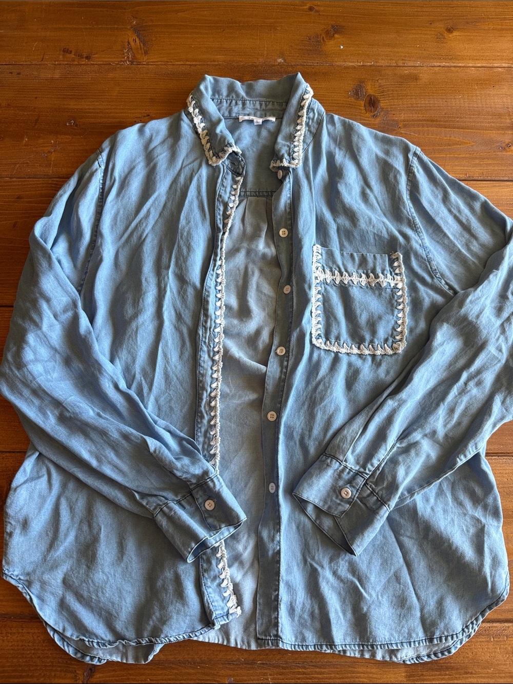 Light Blue Button-Down Shirt with Contrast Trim